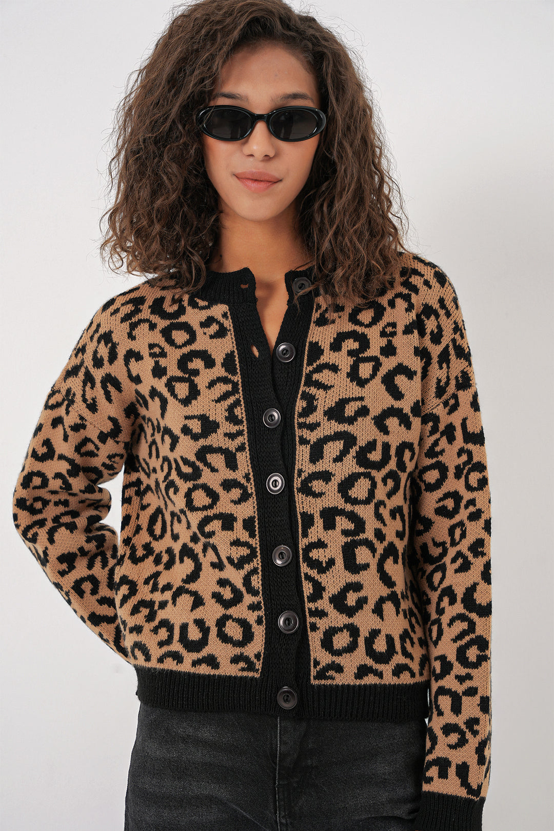 BGD Women Woman Patterned Knit Cardigan - C. Brown - Tampa