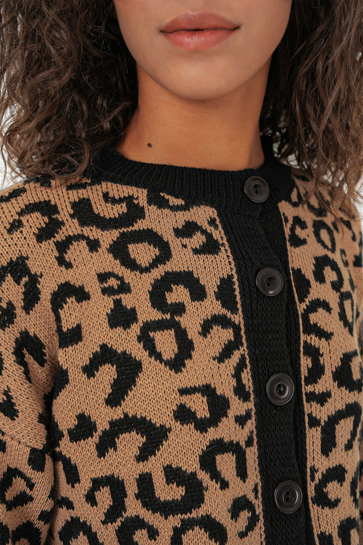 BGD Women Woman Patterned Knit Cardigan - C. Brown - Tampa