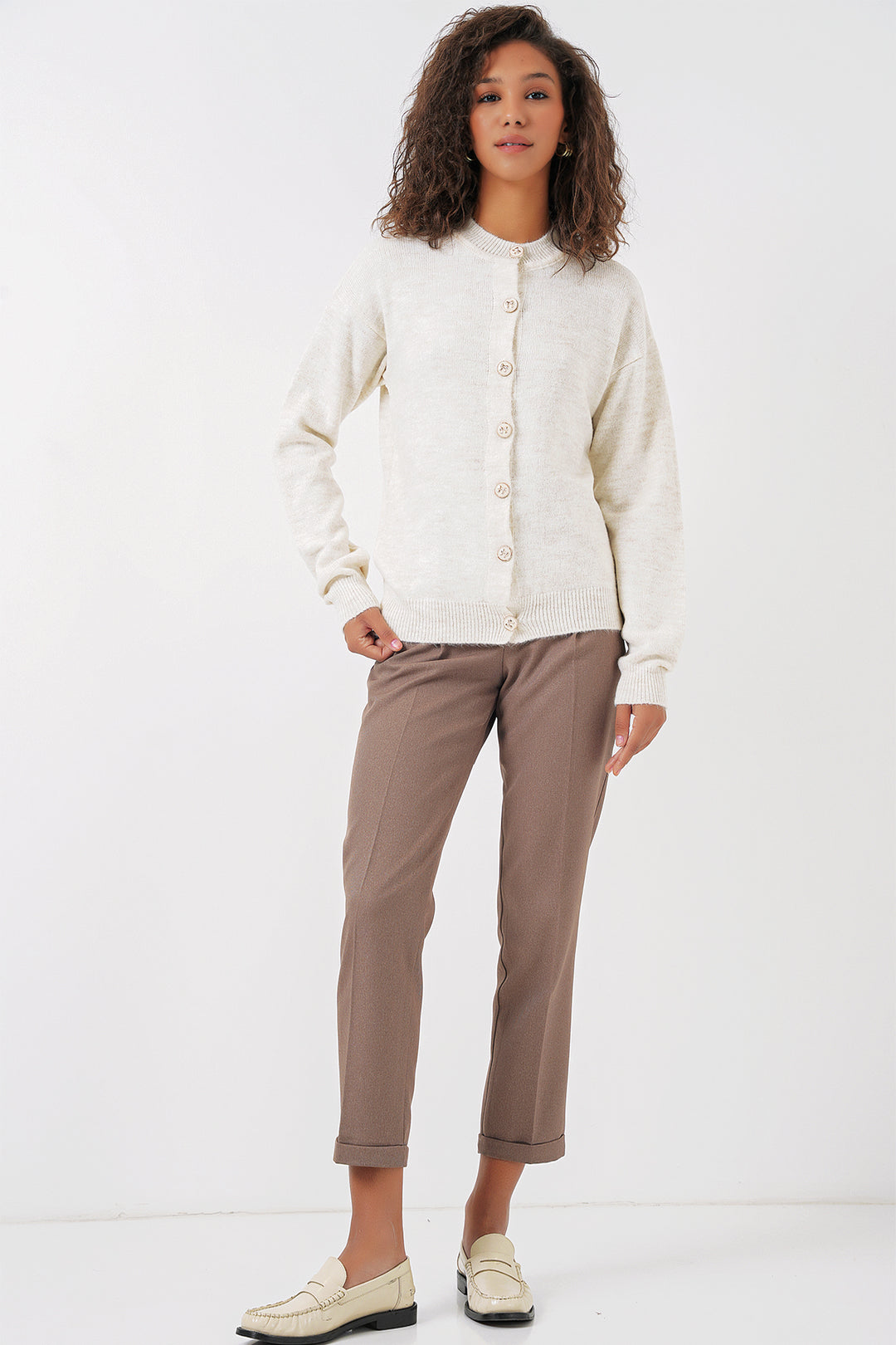 BGD Women Women's Buttoned Cardigan - Ecru - Soteapan
