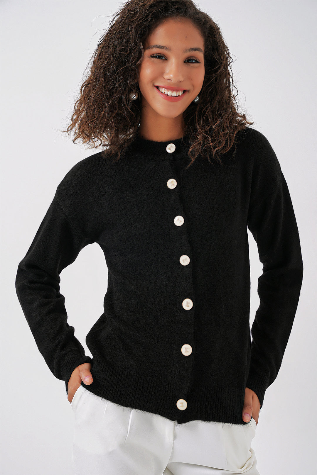 BGD Women Women's Buttoned Cardigan - Black - Clermont