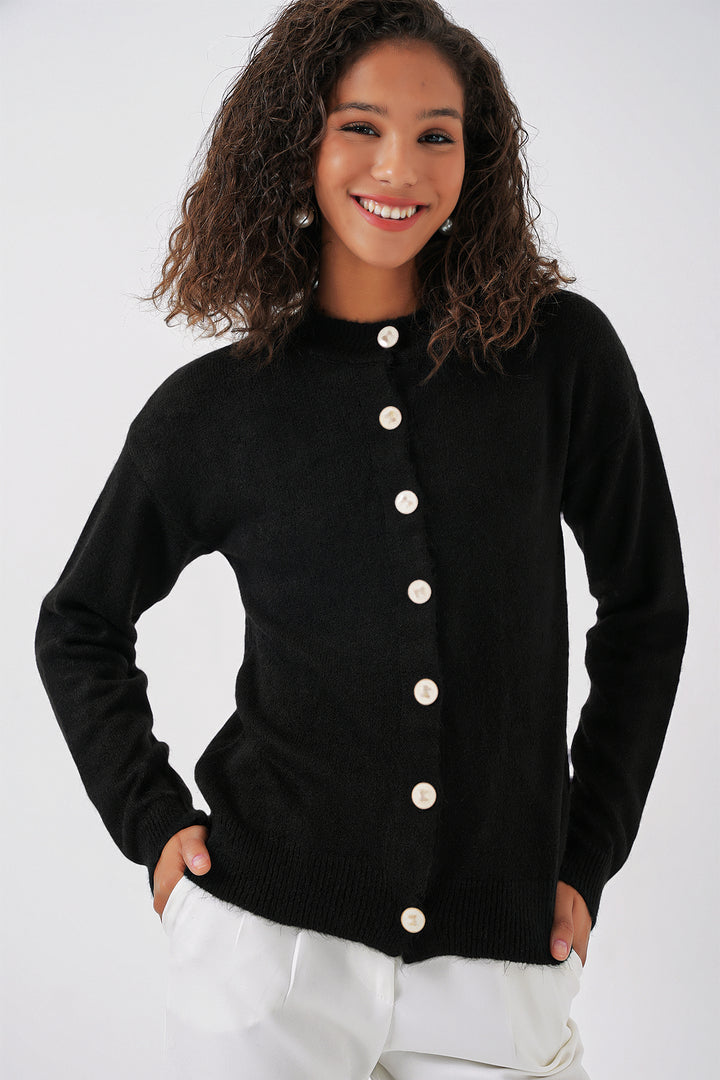 BGD Women Women's Buttoned Cardigan - Black - Clermont
