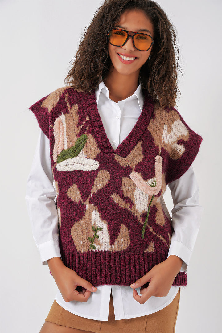 BGD Women Knit Sweater Shirt - Burgundy - Stendal