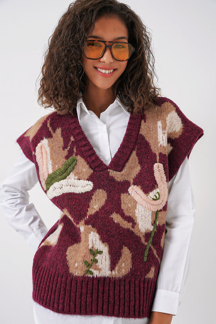 BGD Women Knit Sweater Shirt - Burgundy - Stendal