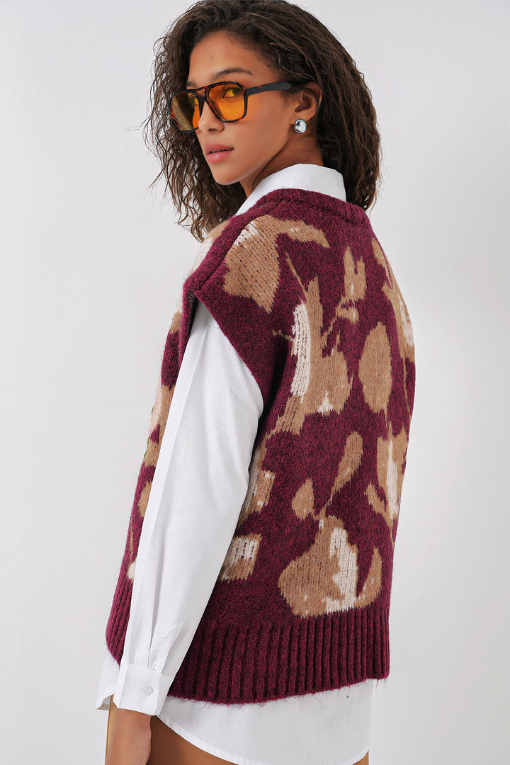 BGD Women Knit Sweater Shirt - Burgundy - Stendal