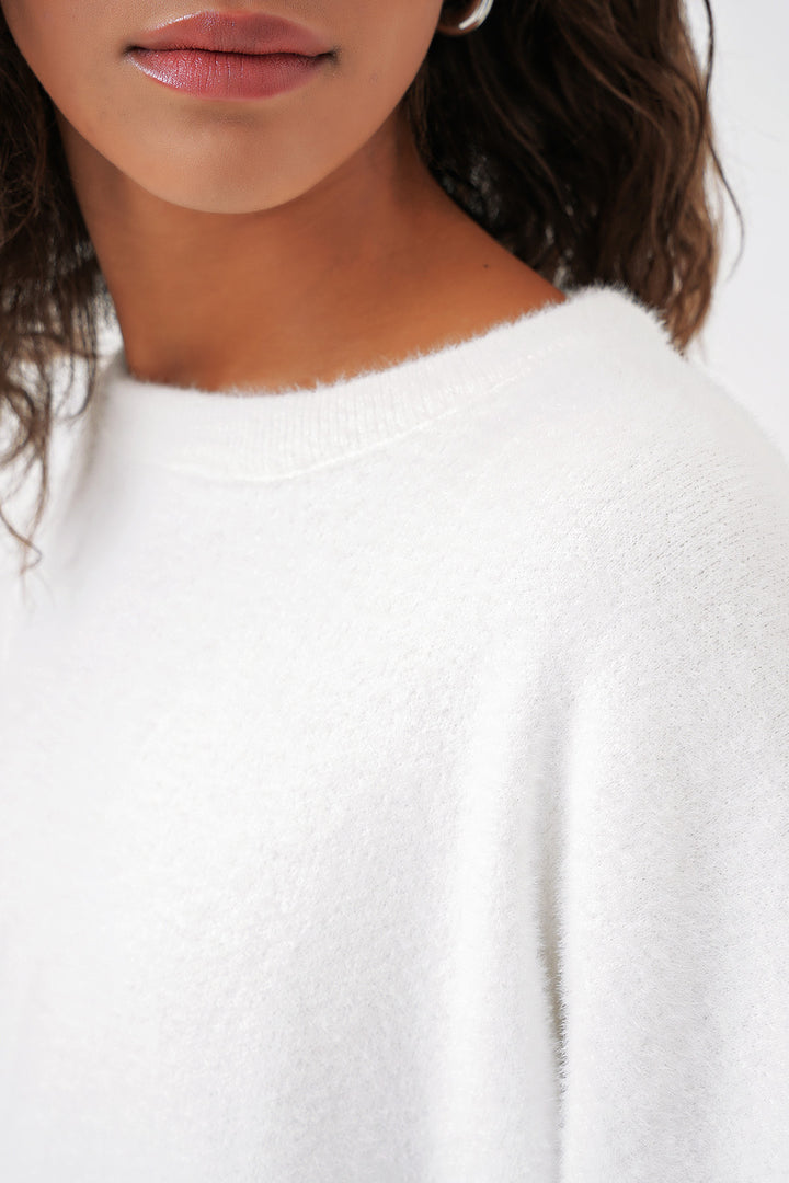 BGD Women Soft Textured Knit Sweater - White - Rochester