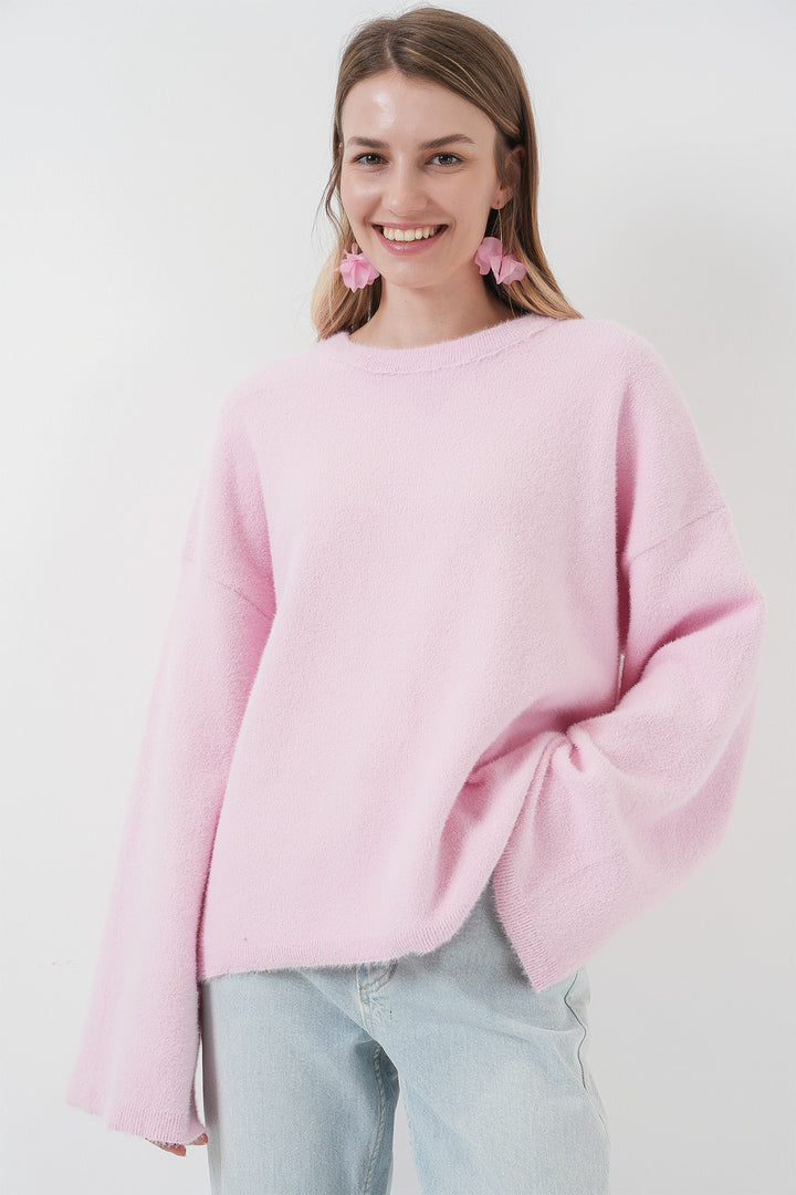 BGD Women Soft Textured Knit Sweater - Pink - Heerlen
