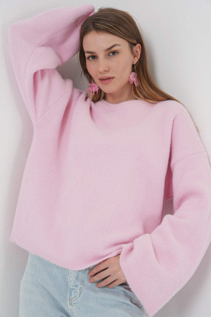 BGD Women Soft Textured Knit Sweater - Pink - Heerlen