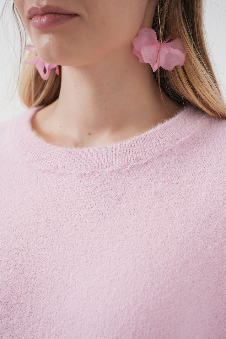 BGD Women Soft Textured Knit Sweater - Pink - Heerlen