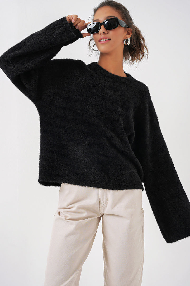 BGD Women Soft Textured Knit Sweater - Black - Amherst