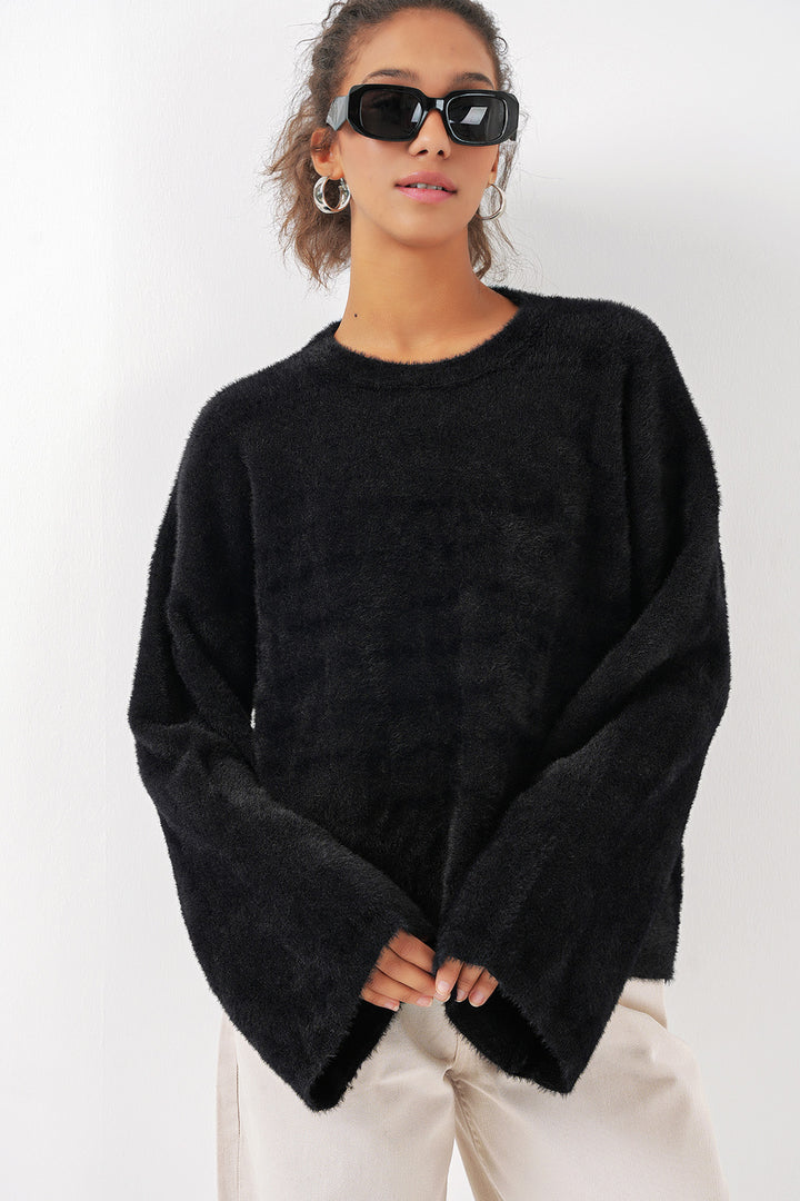 BGD Women Soft Textured Knit Sweater - Black - Amherst