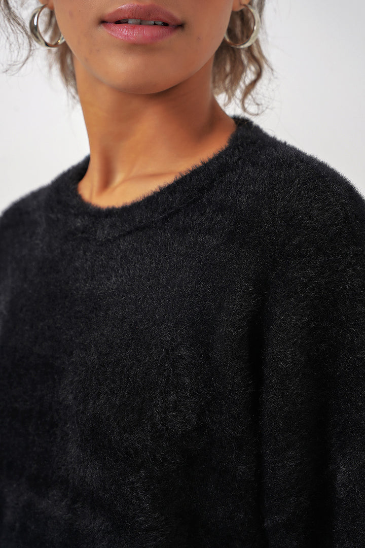 BGD Women Soft Textured Knit Sweater - Black - Amherst