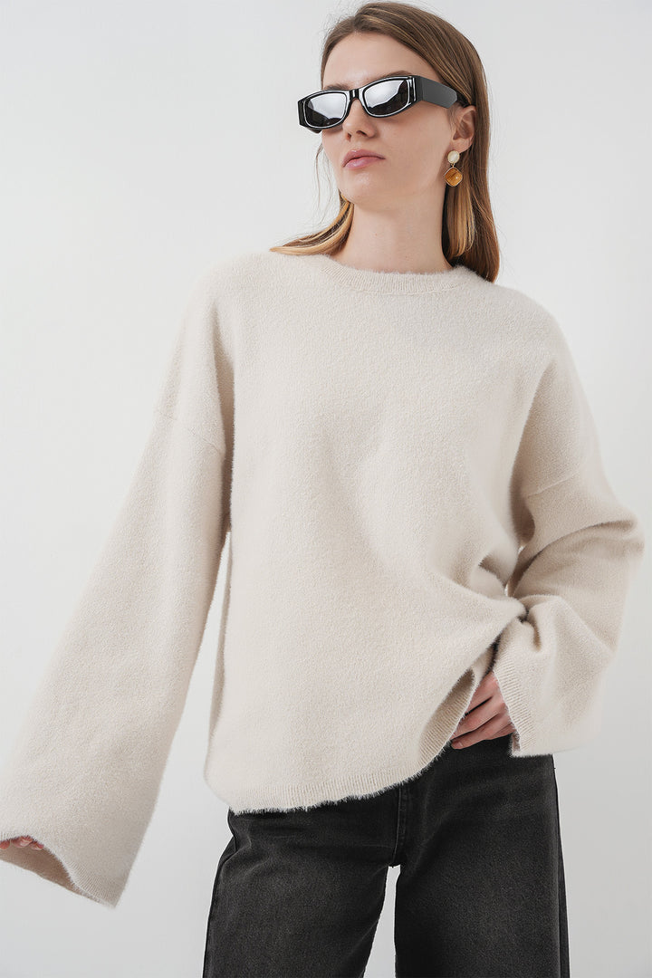BGD Women Soft Textured Knit Sweater - Stone - Landshut