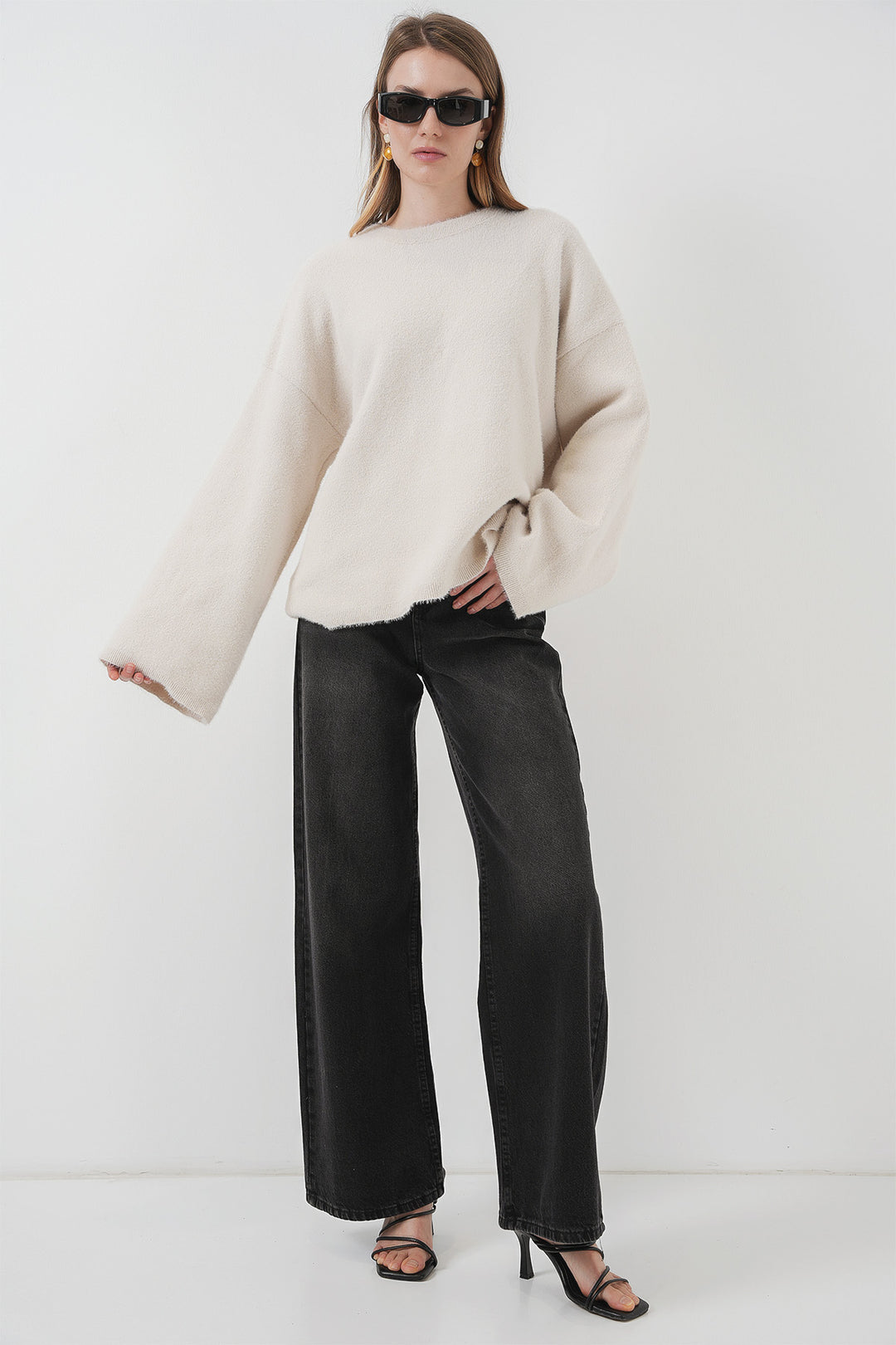 BGD Women Soft Textured Knit Sweater - Stone - Landshut
