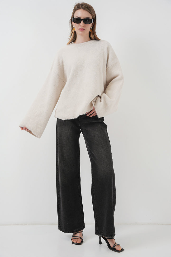 BGD Women Soft Textured Knit Sweater - Stone - Landshut