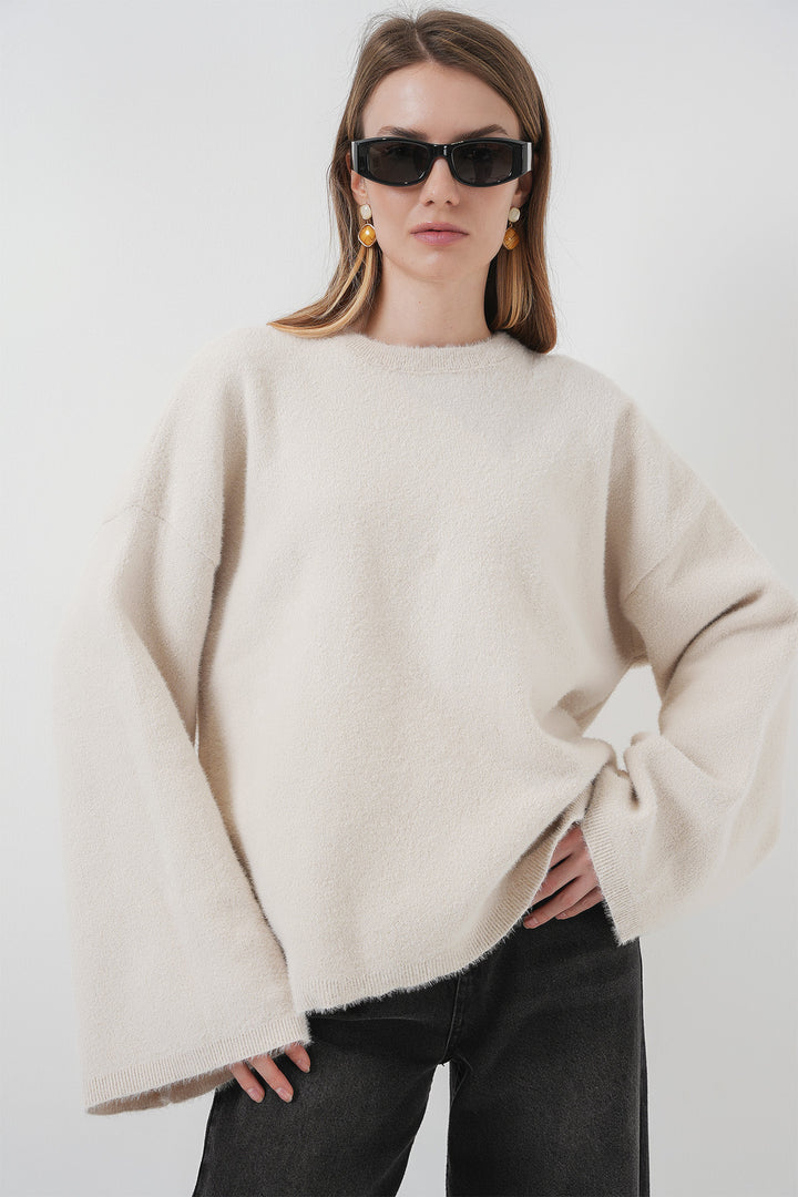 BGD Women Soft Textured Knit Sweater - Stone - Landshut