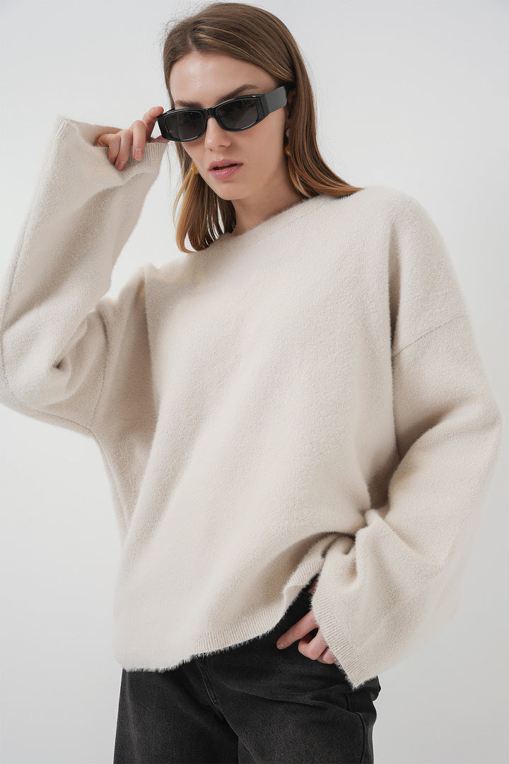 BGD Women Soft Textured Knit Sweater - Stone - Landshut