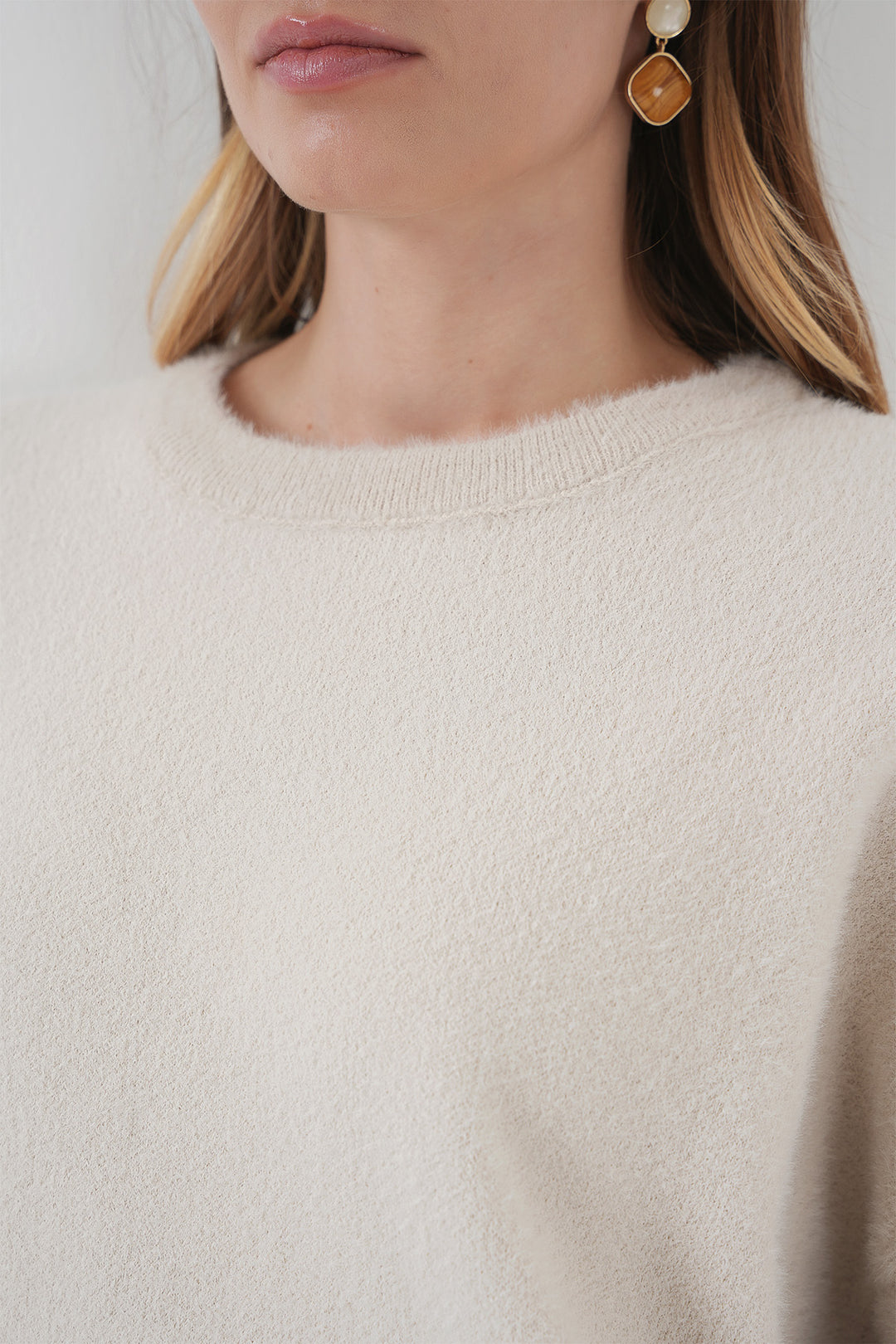 BGD Women Soft Textured Knit Sweater - Stone - Landshut