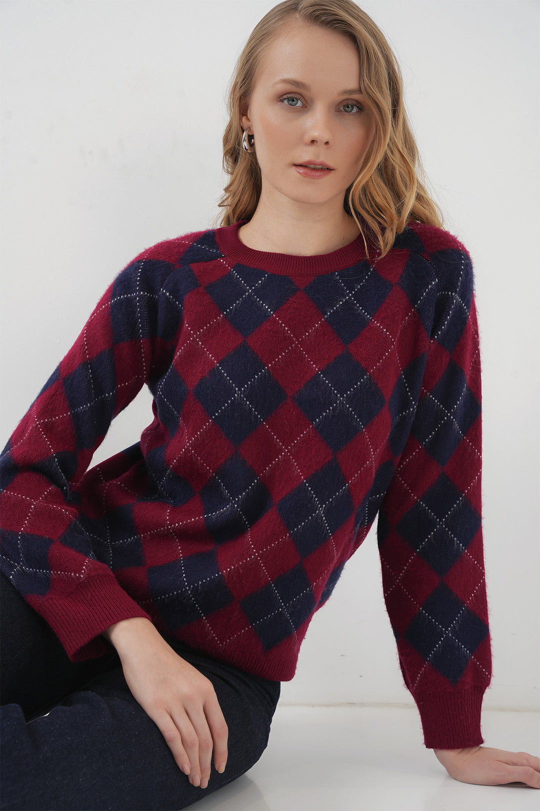 BGD Women Baklava Pattern Sweater - Navy - Gennevilliers