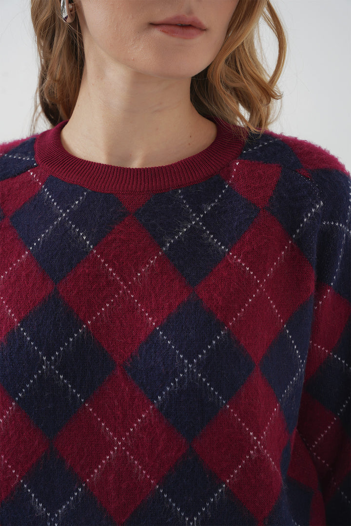 BGD Women Baklava Pattern Sweater - Navy - Gennevilliers