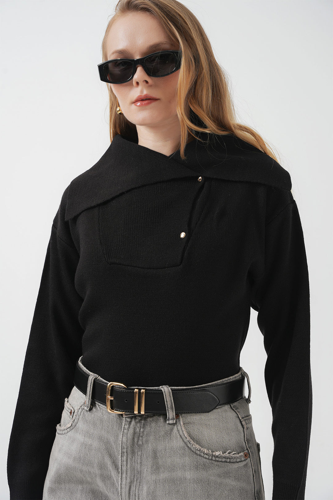BGD Women Wide Neck Sweater - Black - Carmichael