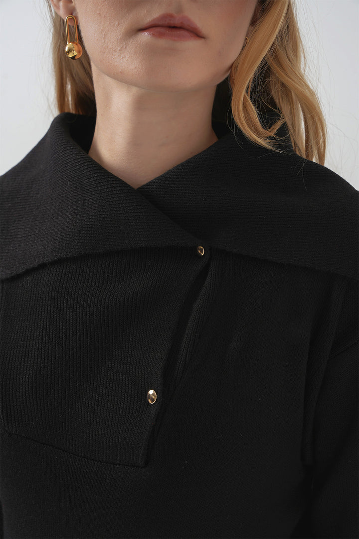 BGD Women Wide Neck Sweater - Black - Carmichael