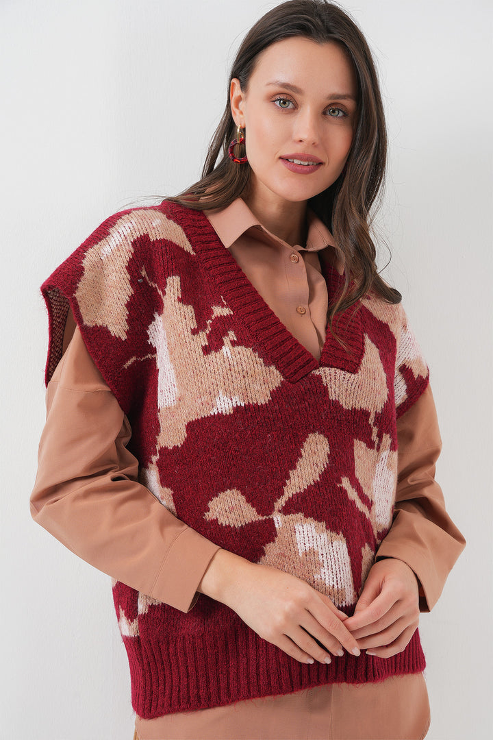 BGD Women Women's Oversized Knit Sweater - Burgundy - Zalău
