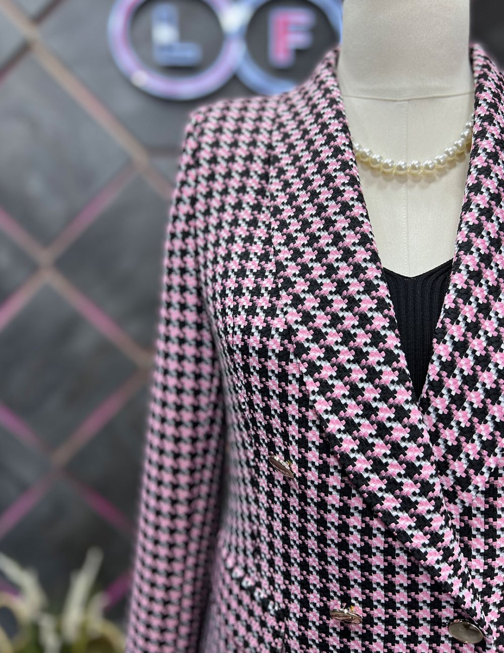 NDL Women Herringbone 6-Button Shawl Collar Women's Jacket Fuchsia - Cheltenham