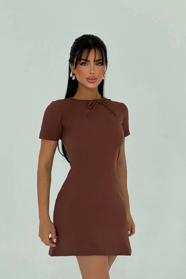 EYY Women Brown Deserae Mini Bow Dress - Gisborne