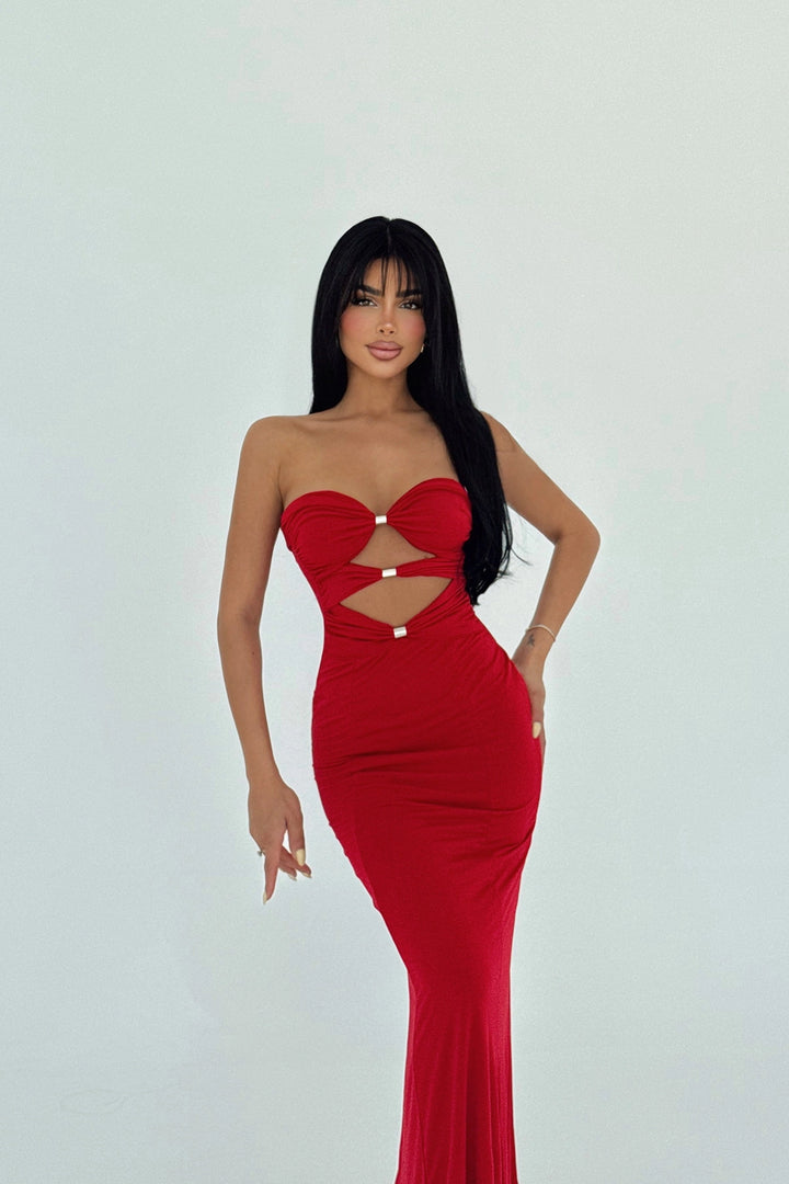 EYY Women Kırmızı Pencere Detaylı Elbise - Motril