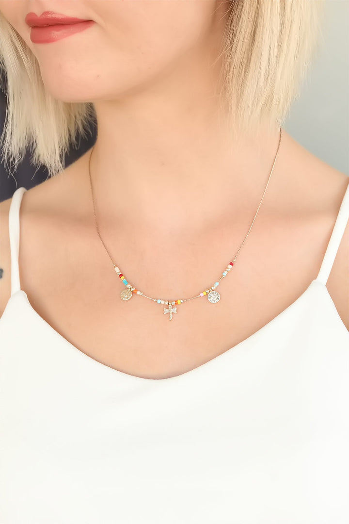 EBJ Dragonfly Shaped Colorful Bead Women's Necklace - Arnsberg