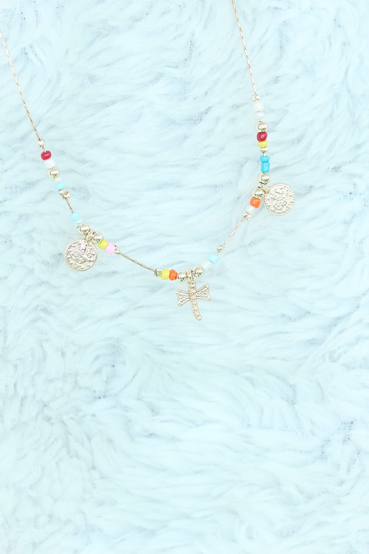 EBJ Dragonfly Shaped Colorful Bead Women's Necklace - Arnsberg
