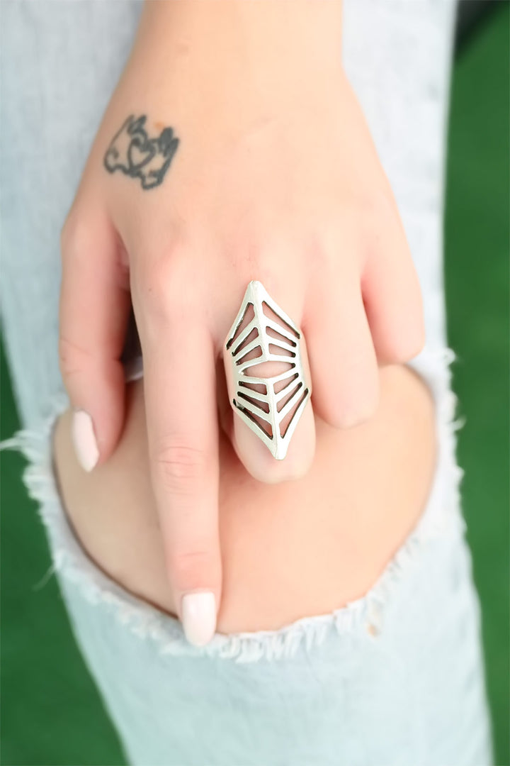 EBJ Metal Distressed Silver Color Authentic Adjustable Women's Ring - Zutphen
