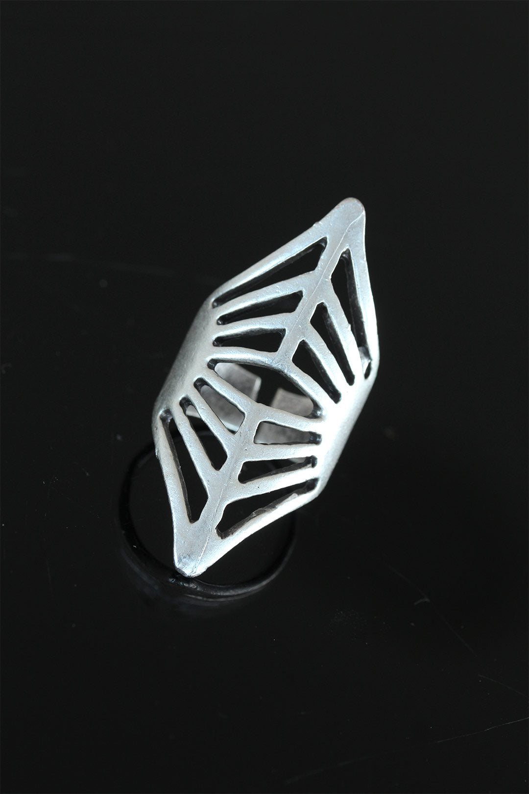 EBJ Metal Distressed Silver Color Authentic Adjustable Women's Ring - Zutphen