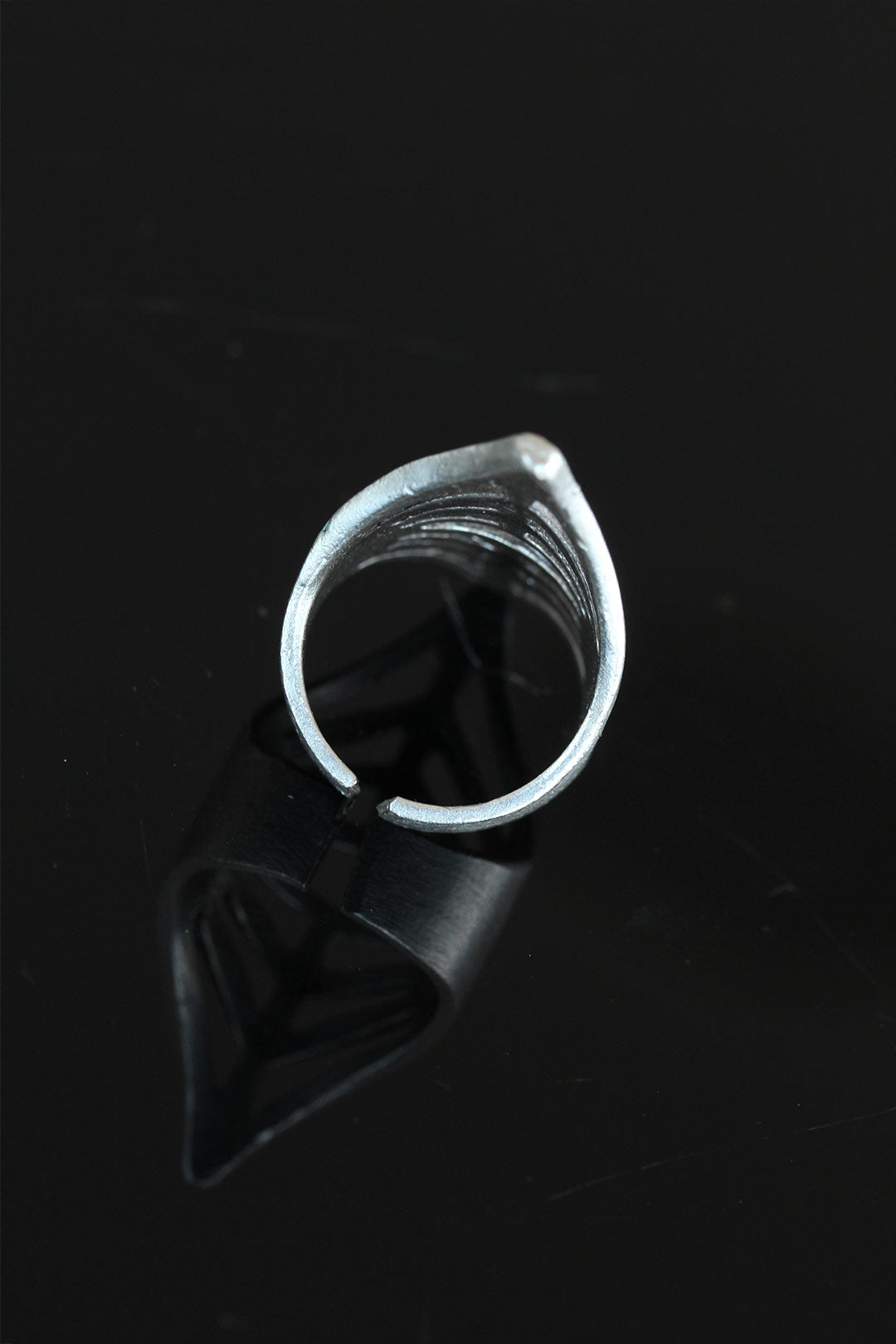 EBJ Metal Distressed Silver Color Authentic Adjustable Women's Ring - Zutphen