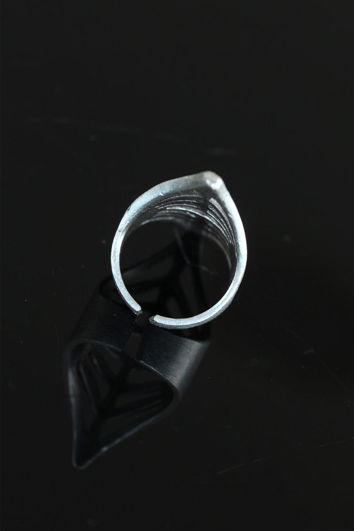 EBJ Metal Distressed Silver Color Authentic Adjustable Women's Ring - Zutphen