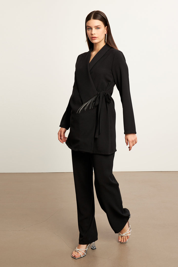 ZRF Women Chain Jacket Pants Suit - Black - Bergheim