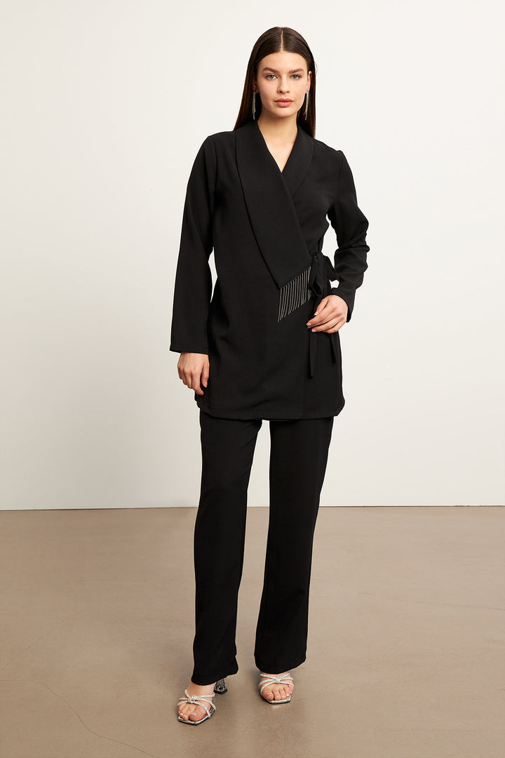ZRF Women Chain Jacket Pants Suit - Black - Bergheim