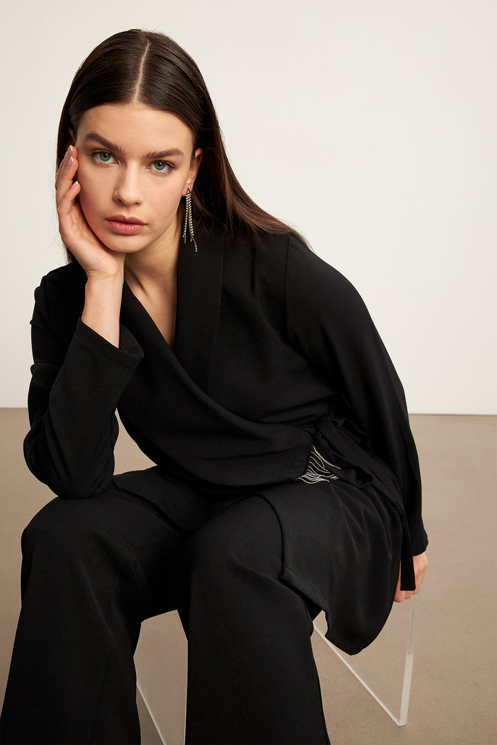 ZRF Women Chain Jacket Pants Suit - Black - Bergheim