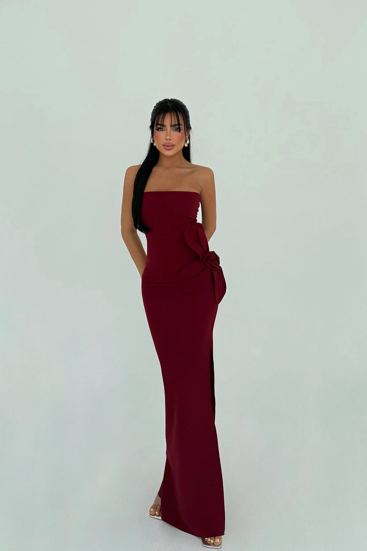 EYY Women Bordo Daisy Strapless Dress - Siegburg