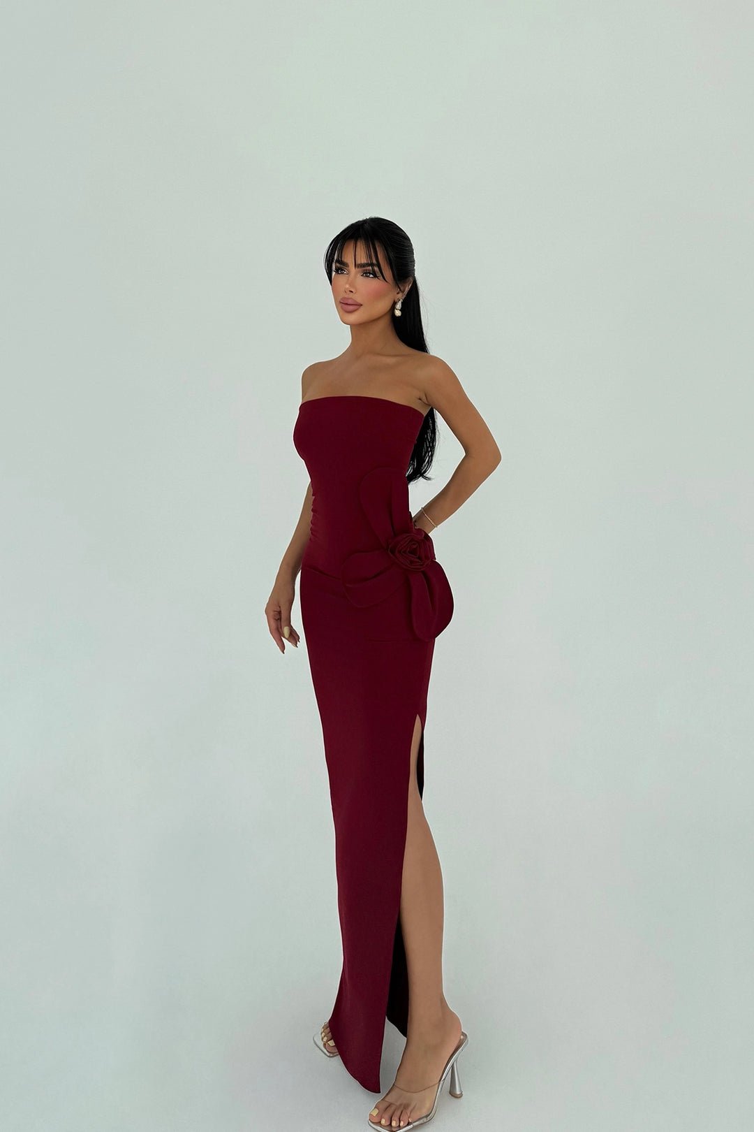 EYY Women Bordo Daisy Strapless Dress - Siegburg