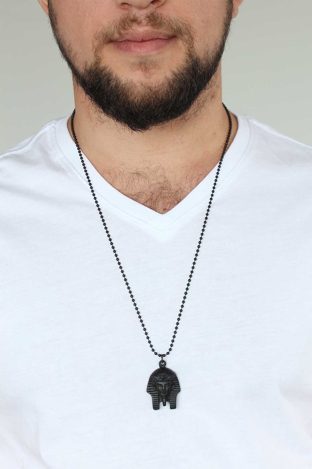 EBJ Chrome Plated Black Color Metal Firevun Design Men's Necklace - High Point
