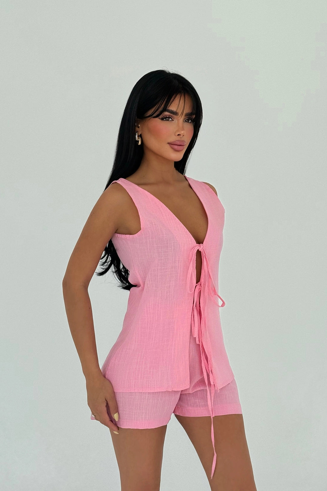 EYY Women Pink Luiza Mini Linen Tie Set - London