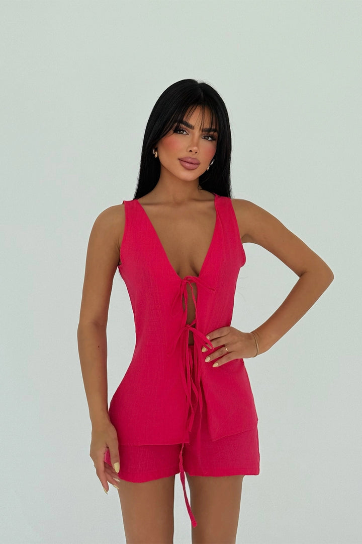EYY Women Fuşya Luiza Mini Linen Tied Suit - Alenquer