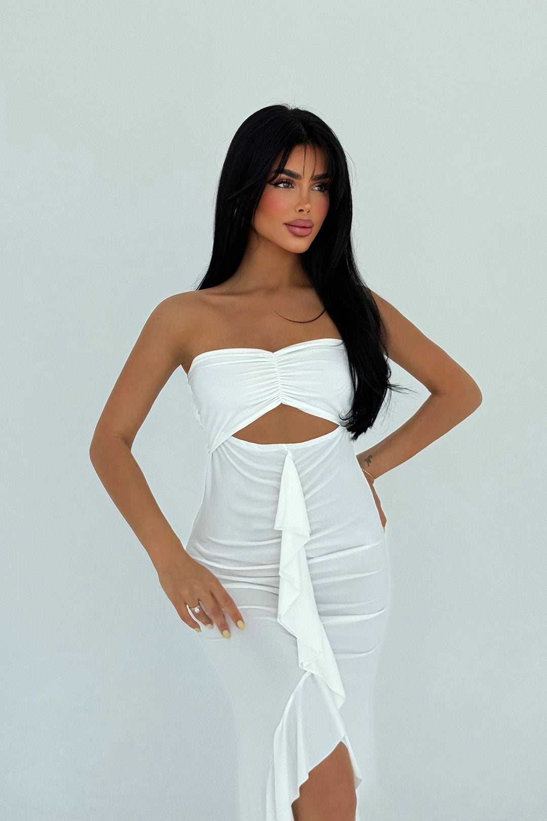 EYY Women Beyaz Leylak Elbise - Apple Valley