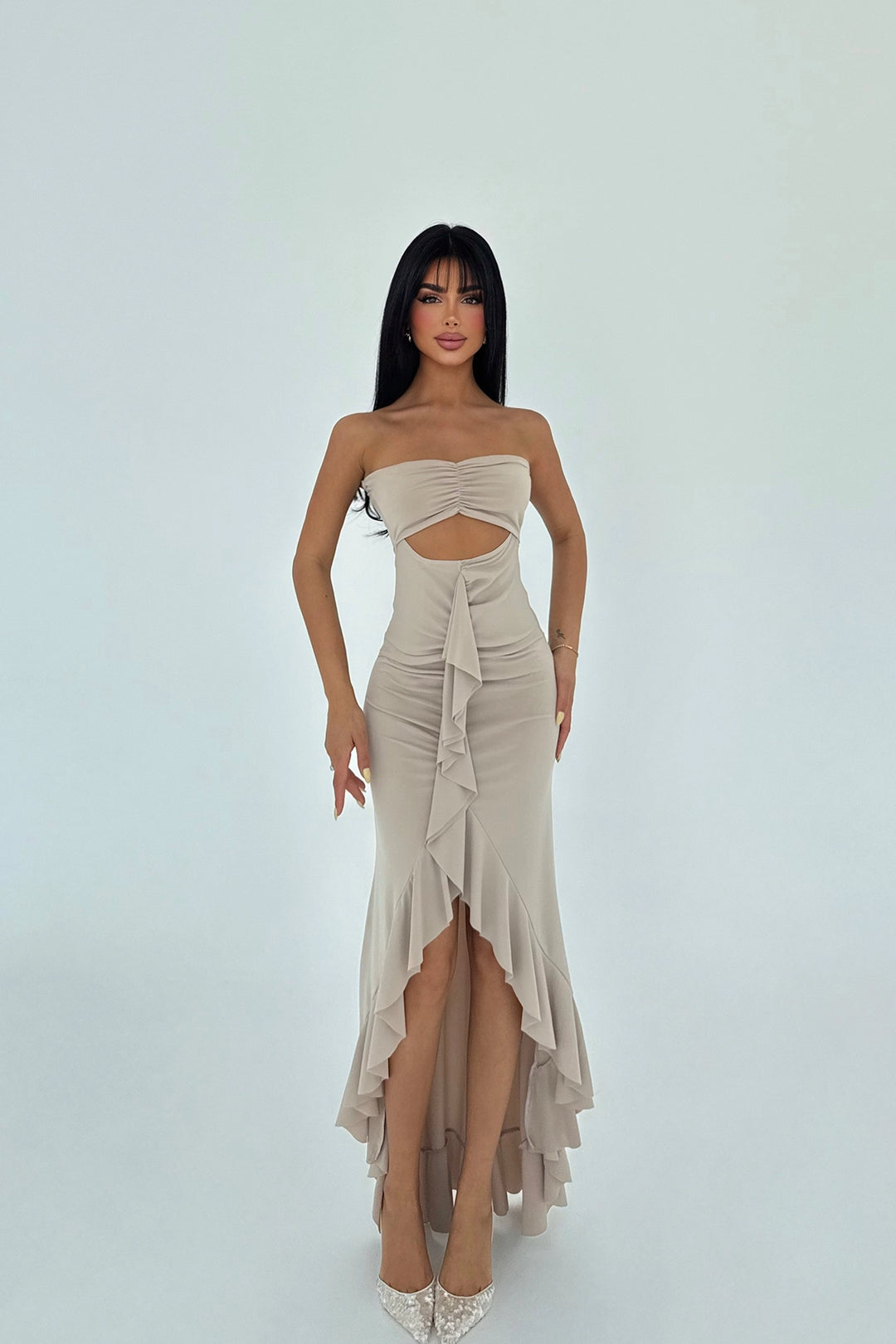 EYY Women Bej Lila Elbise - Chelles