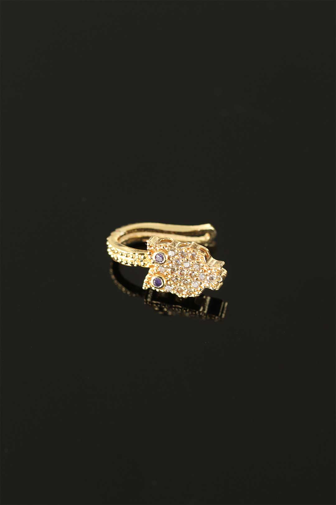 EBJ Gold Color Stone Metal Pierced Cartilage Owl Earring - Columbia