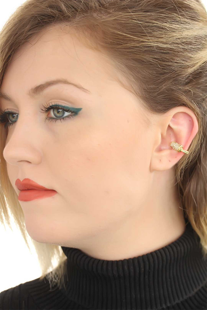 EBJ Stone Gold Color Metal Hoop Earring - Corbeil-Essonnes