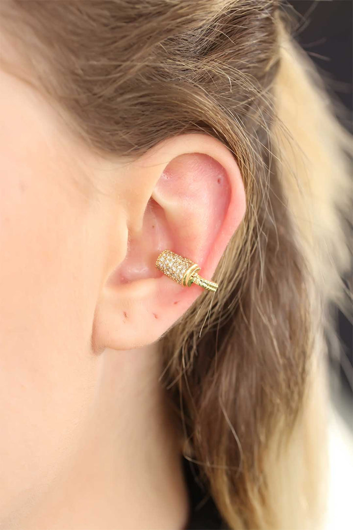 EBJ Stone Gold Color Metal Hoop Earring - Corbeil-Essonnes