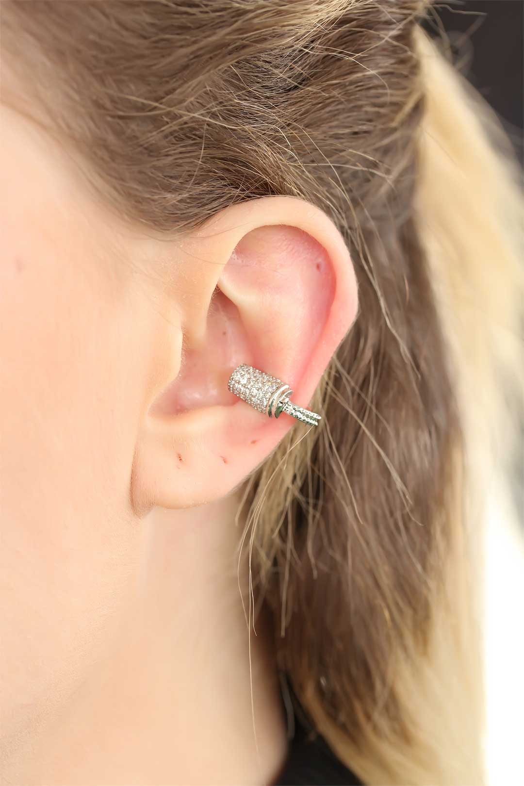 EBJ Stone Silver Color Metal Hoop Earring - Böblingen