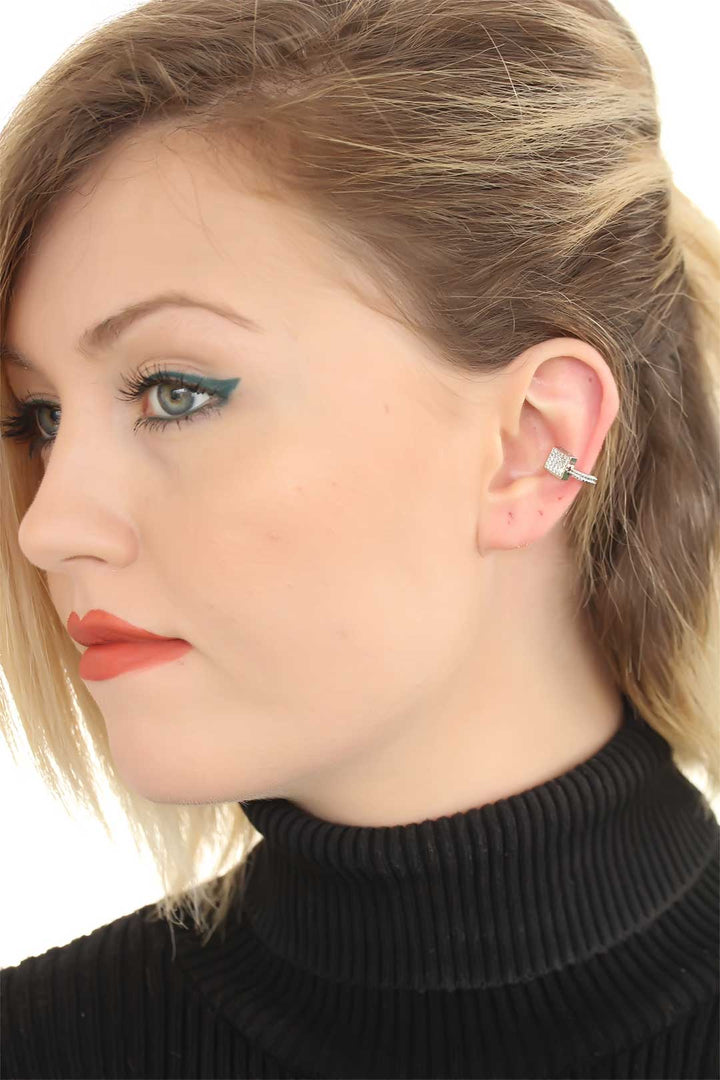 EBJ Stone Silver Color Metal Inlaid Cartilage Earring - Collierville